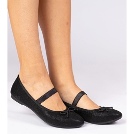 Black women's ballerinas with a bow on an elastic band 1 Black women's ballerinas with a bow on an elastic band 1