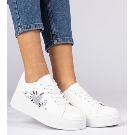 White sneakers women's sports sneakers with print 1