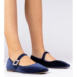 Navy womenal velor ballerinas with a buckle blue 1