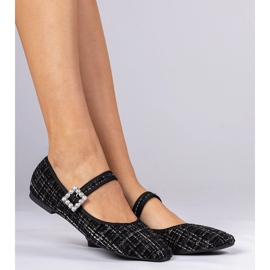 Black women's ballerinas with a buckle and crystals 2 Black women's ballerinas with a buckle and crystals 2