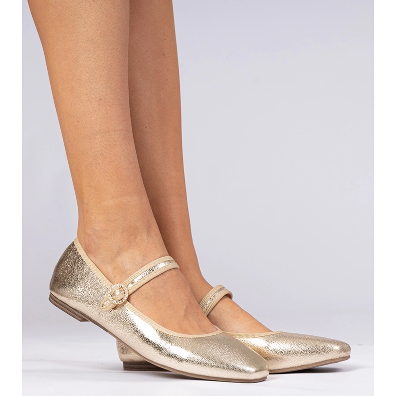 Golden women's ballerinas with zircons 2 Golden women's ballerinas with zircons 2