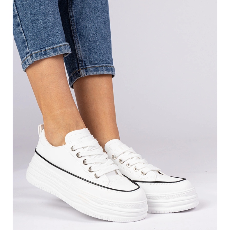 White women's sneakers on a high sole 2