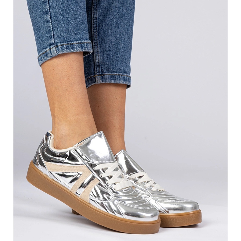 Silver sneakers lacquered women's sneakers 1 Silver sneakers lacquered women's sneakers 1