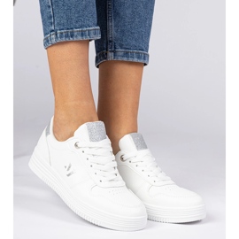 Women's white sneakers with silver glitter 1