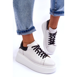 Lemar Women's leather sports shoes on the white platform 3