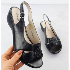 Women's sandals on wedges Black Evento 7028 1 Women's sandals on wedges Black Evento 7028 1