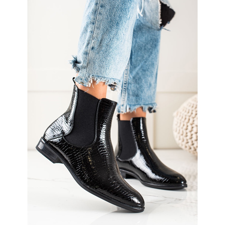 Lacquered Chelsea boots by Sergio Leone black 2