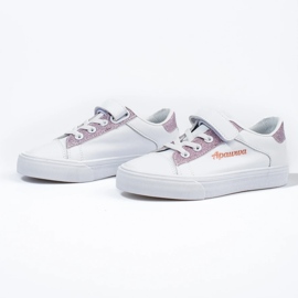 White children's sneakers with pink glitter 2 White children's sneakers with pink glitter 2