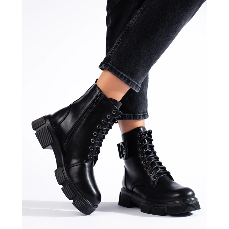 Black women's eco-leather workers' boots 2