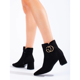 Suede high-heeled ankle boots black 2