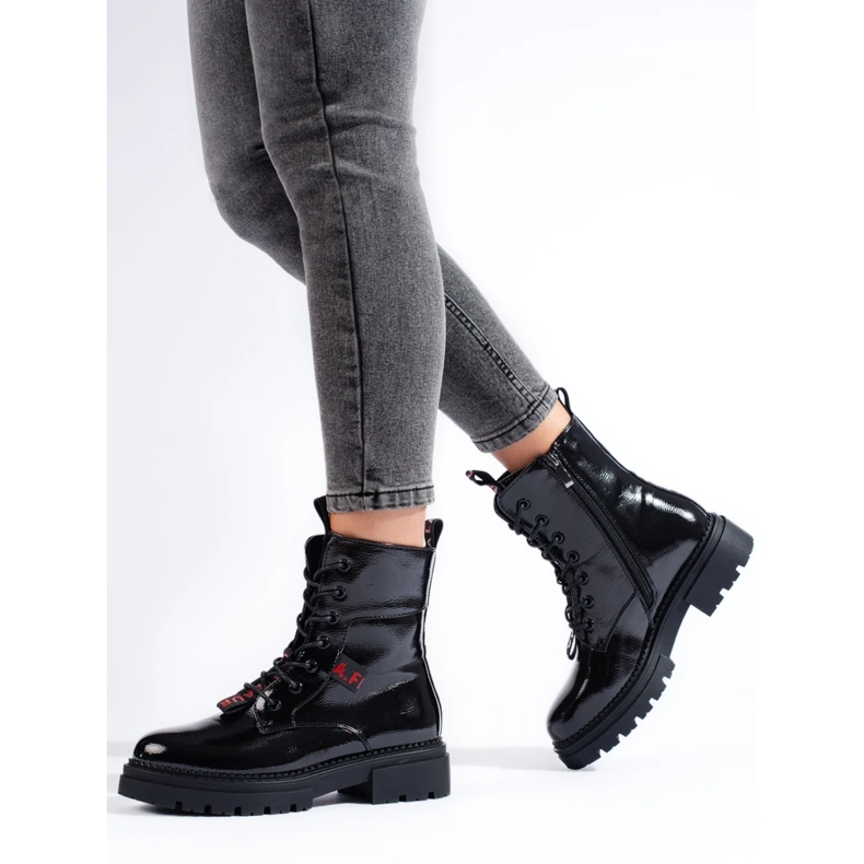 Women's Shelovet black workers, lacquered ecological leather 1