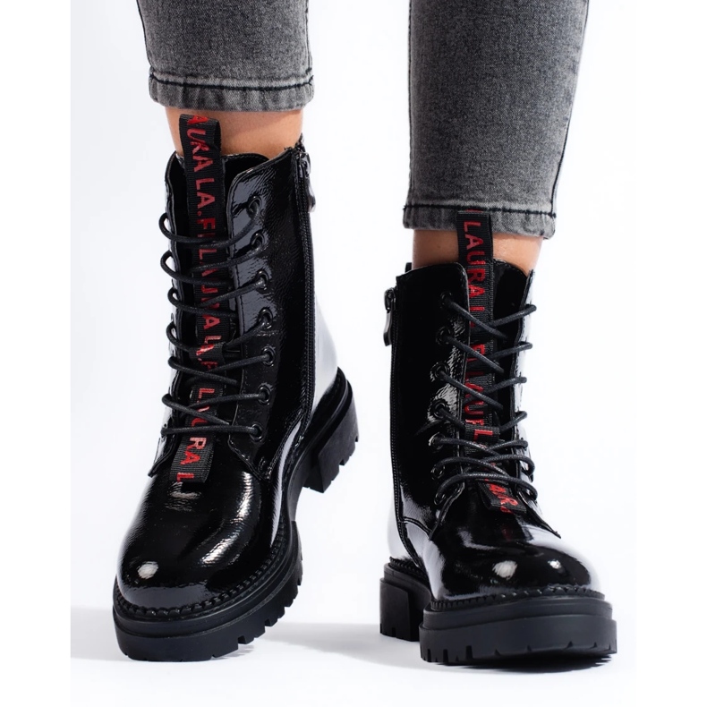 Women's Shelovet black workers, lacquered ecological leather 2