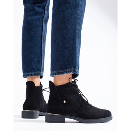 Shelovet suede black women's lace-up ankle boots 1