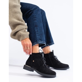 Shelovet suede black women's lace-up ankle boots 2