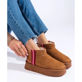Shelovet women's camel suede snow boots brown 1