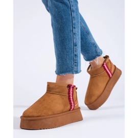 Shelovet women's camel suede snow boots brown 2