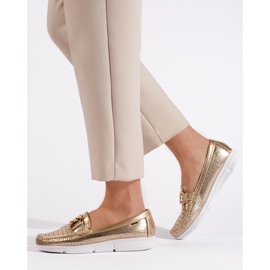 Goodin Women's gold moccasins with a buckle golden 2 Goodin Women's gold moccasins with a buckle golden 2