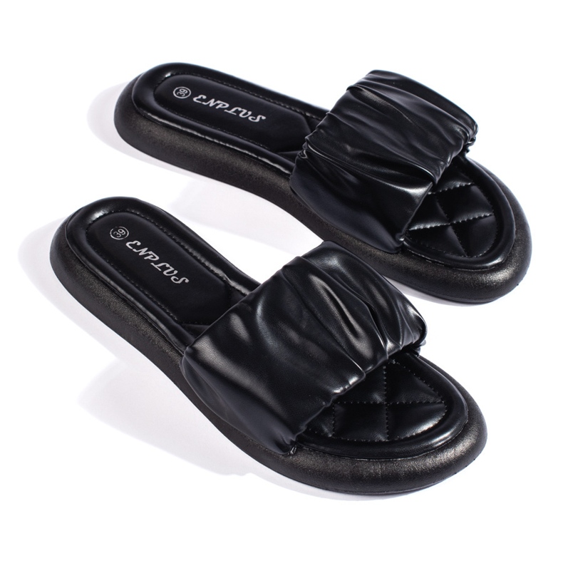 Ladies' black slippers 2