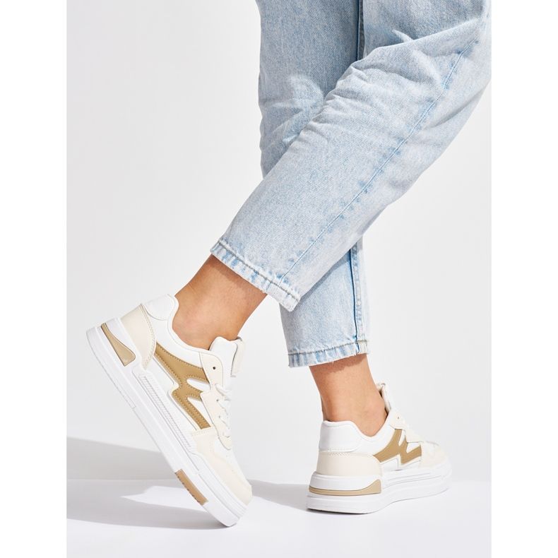 White and beige platform sneakers 1