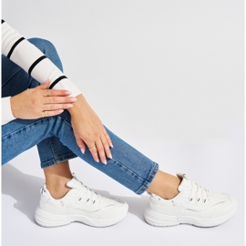 White women's sports shoes with a thick sole 1