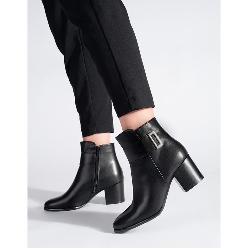 Classic elegant black ankle boots with a heel by Sergio Leone 1