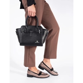 Patent leather beige and black women's loafers 2