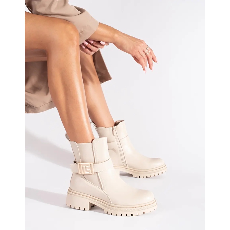 Seastar Cream classic ankle boots with decorative strap beige 2 Seastar Cream classic ankle boots with decorative strap beige 2