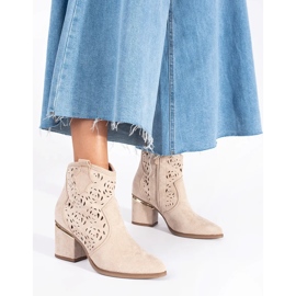 Seastar Beige openwork cowboy boots for women 1