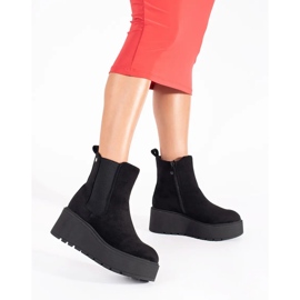 Black suede wedge boots 1