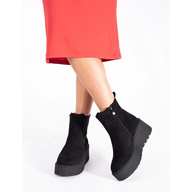 Black suede wedge boots 2