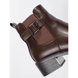 Women's brown Chelsea boots with a buckle and high heels 2