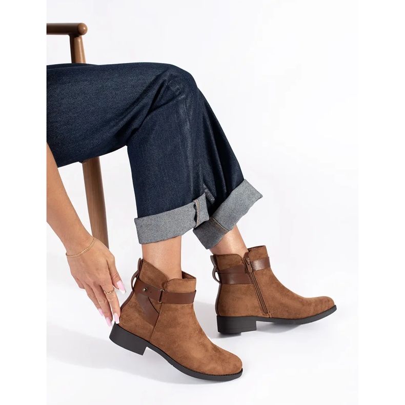 Brown suede women's ankle boots 2