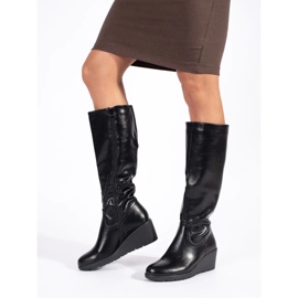 Black women's wedge boots 1 Black women's wedge boots 1