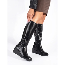 Black women's wedge boots 2 Black women's wedge boots 2
