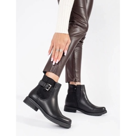 Black women's ankle boots with a buckle on a low heel 1