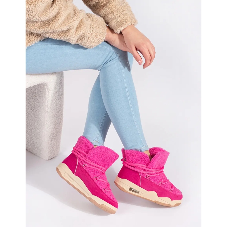 Seastar Pink women's snow boots with a thick sole 2