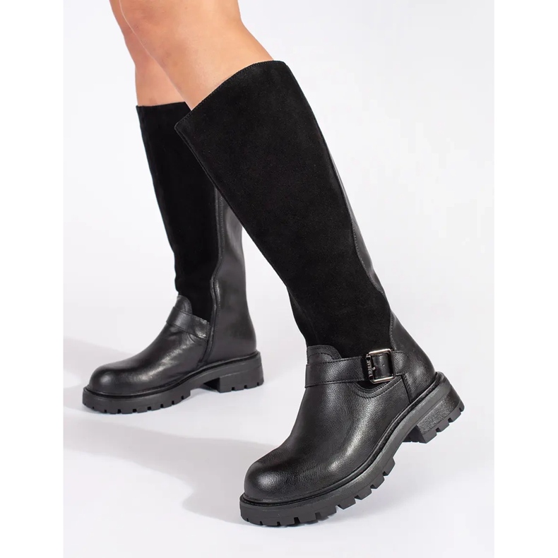 Black leather women's boots on the platform by Sergio Leone 1 Black leather women's boots on the platform by Sergio Leone 1