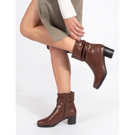 Women's brown leather ankle boots with a ruffled upper by Sergio Leone 1 Women's brown leather ankle boots with a ruffled upper by Sergio Leone 1