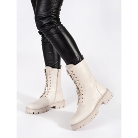 Seastar Light beige women's worker boots with pins 1