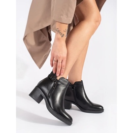 Black women's ankle boots with a decorative zipper and buckle 1 Black women's ankle boots with a decorative zipper and buckle 1