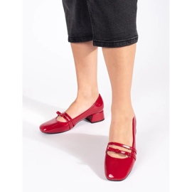 Goodin Red patent pumps with low heels 1