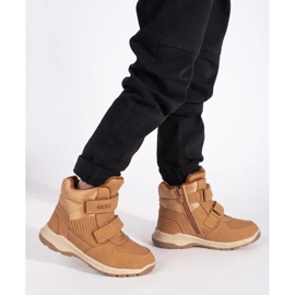 Insulated boys' ankle boots with Velcro brown 2