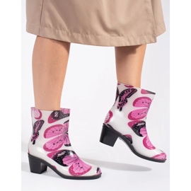 Butterfly-patterned wellies with high heels multicolored 2