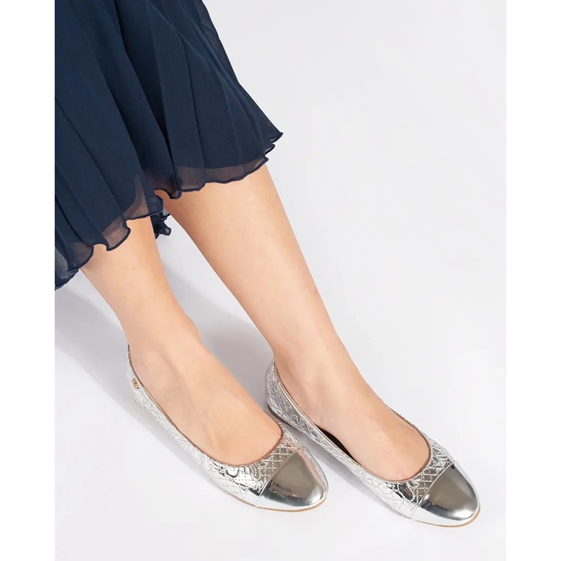 Goodin Silver flat patent ballet flats 2