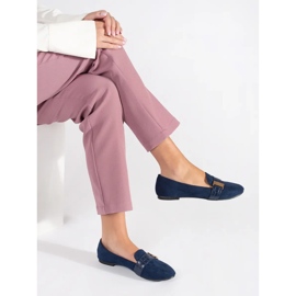 Navy blue suede ballet flats with a buckle 1 Navy blue suede ballet flats with a buckle 1