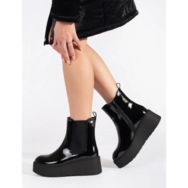 Seastar Women's black patent Chelsea boots with wedges 2
