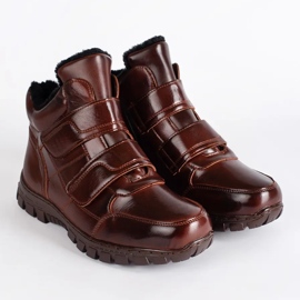 Brown high winter boots with Velcro fastening 1 Brown high winter boots with Velcro fastening 1