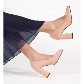 Seastar Beige suede pumps on a high post 1