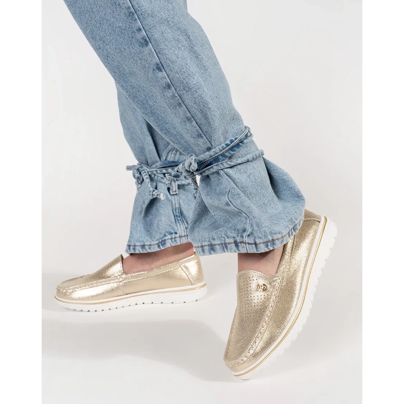 Goodin Golden metallic loafers made of natural leather 1