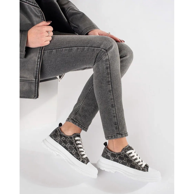 Black sneakers on the platform with decorations 2